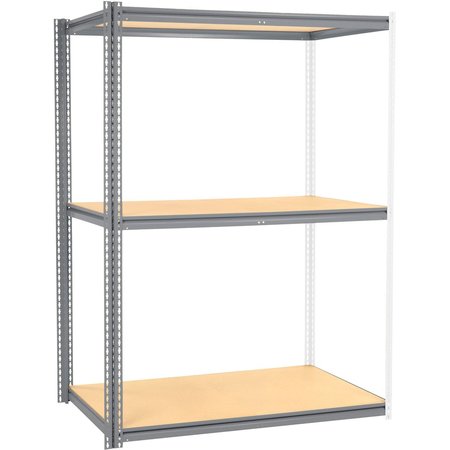 GLOBAL INDUSTRIAL High Cap. Add-On Rack 60Wx48Dx84H 3 Levels Wood Deck 1300 Lb. Per Level GRY 581003GY